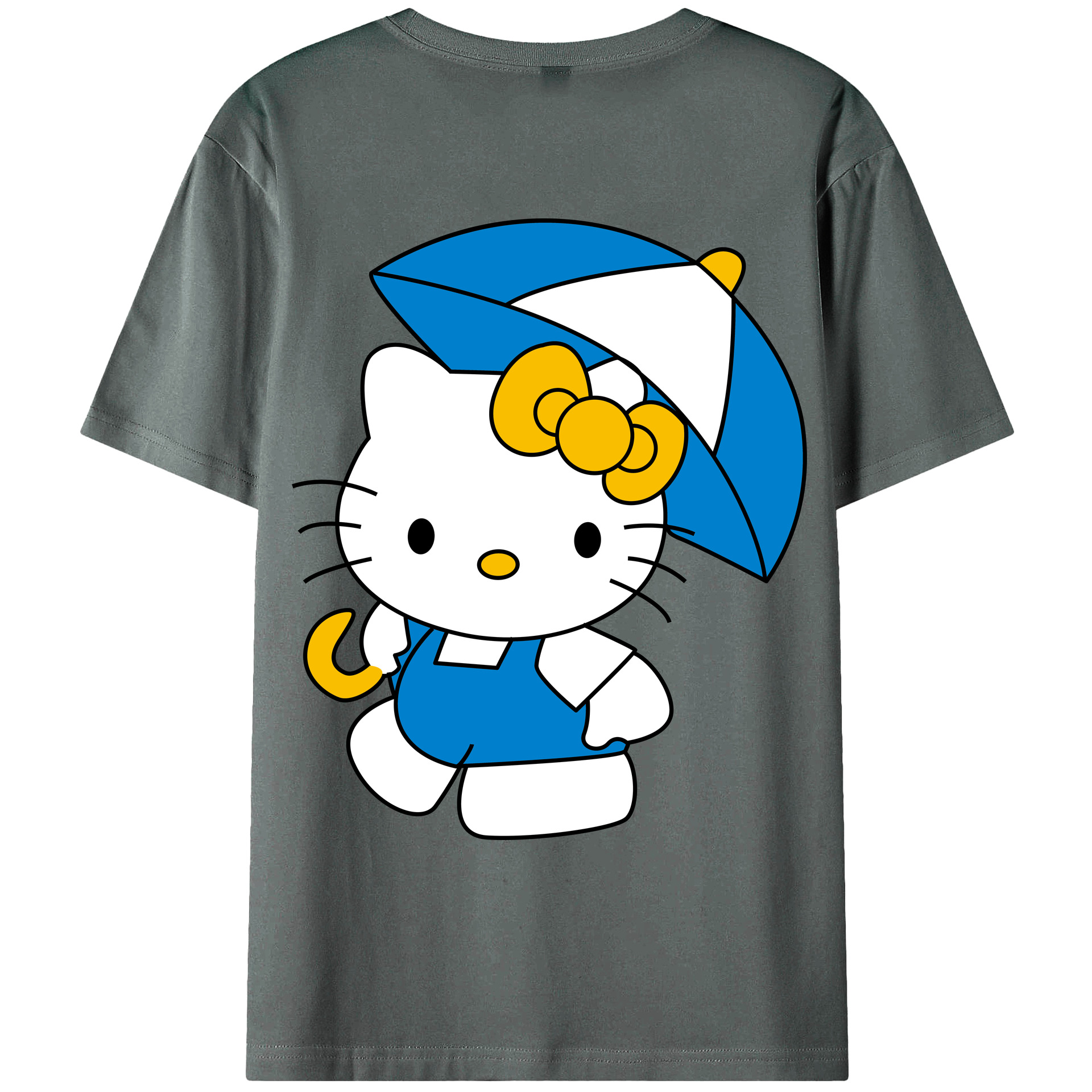 （画像用） Hello Kitty ハローキティ 綿100％ メンズ半袖Tシャツ（バックプリント） 通気性